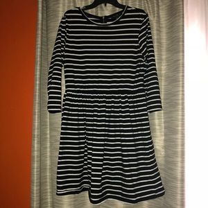 Plus size black & white striped skater dress